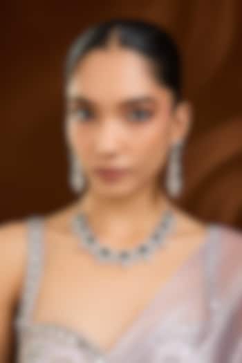 White Finish Green Stone Necklace Set by Moh-Maya by Disha Khatri at Pernia's Pop Up Shop