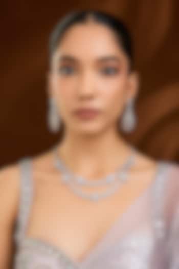 White Finish Zircon Necklace Set by Moh-Maya by Disha Khatri at Pernia's Pop Up Shop