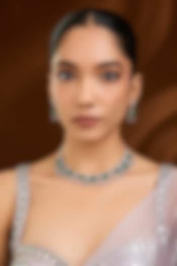 White Finish Green Stone Necklace Set by Moh-Maya by Disha Khatri at Pernia's Pop Up Shop