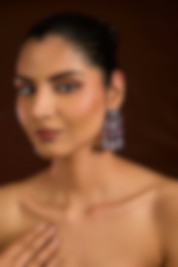 Black Rhodium Finish Zircon & Purple Amethyst Dangler Earrings by Moh-Maya by Disha Khatri at Pernia's Pop Up Shop