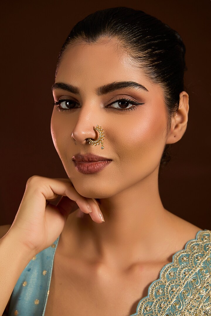 Silver Finish Zircon Nose Ring by Moh-Maya by Disha Khatri at Pernia's Pop Up Shop