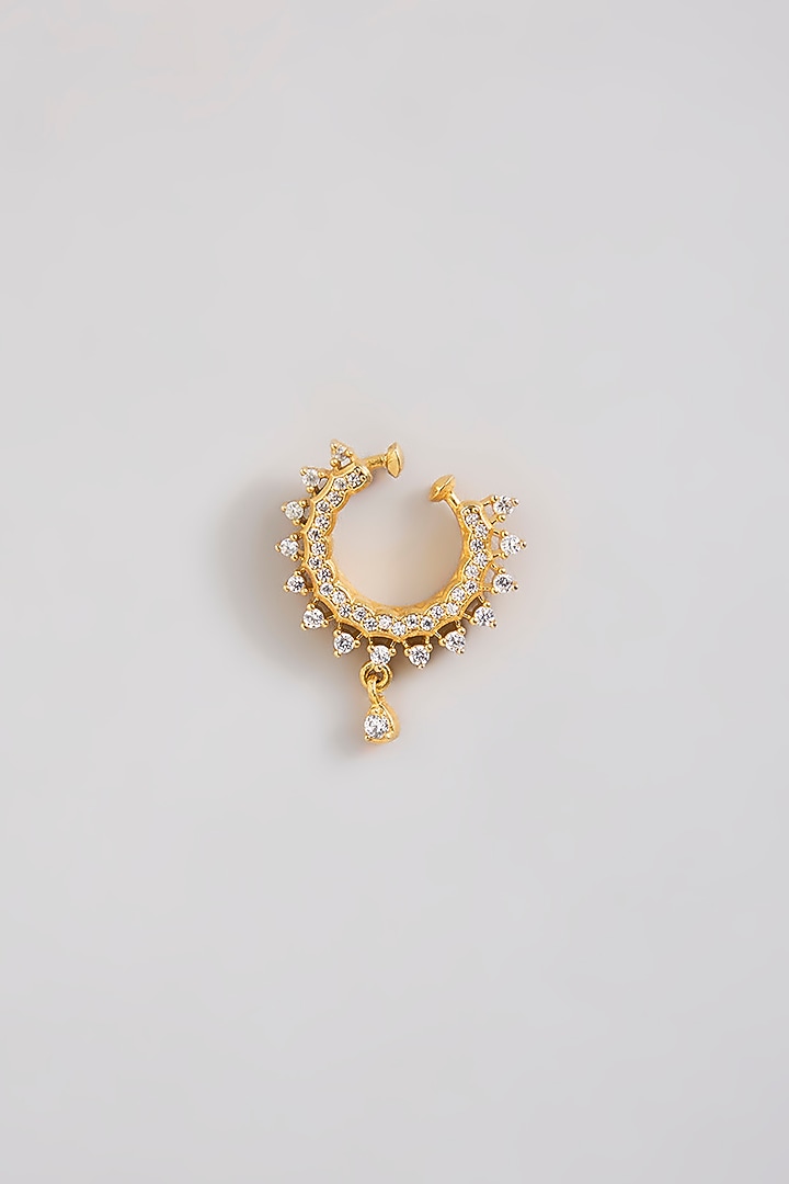 Silver Finish Zircon Nose Ring by Moh-Maya by Disha Khatri at Pernia's Pop Up Shop