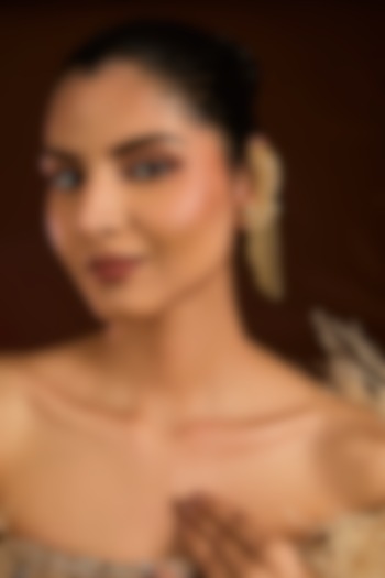 Gold Finish Kundan Polki & Beaded Ear-Cuffs by Moh-Maya by Disha Khatri at Pernia's Pop Up Shop