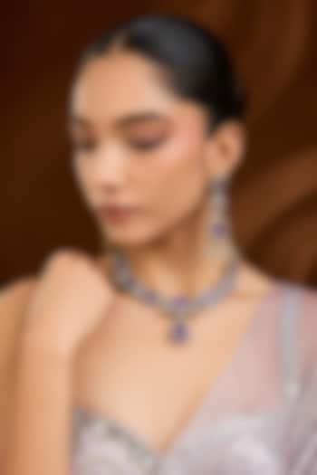 White Finish Pink Stone Necklace Set by Moh-Maya by Disha Khatri at Pernia's Pop Up Shop