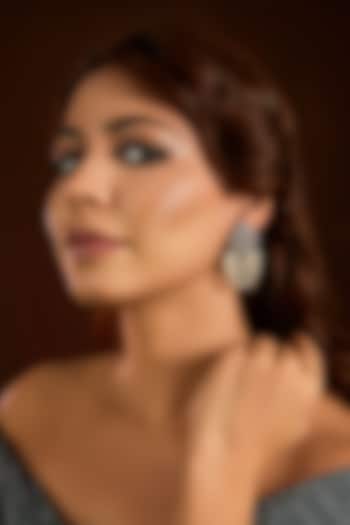 Silver Finish Pearl & Zircon Dangler Earrings by Moh-Maya by Disha Khatri at Pernia's Pop Up Shop