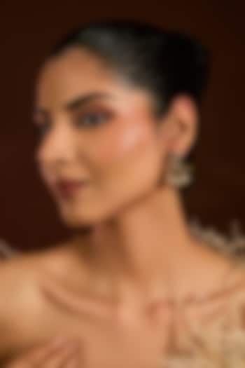 Gold Finish Emerald & Pearl Bird Dangler Earrings by Moh-Maya by Disha Khatri at Pernia's Pop Up Shop