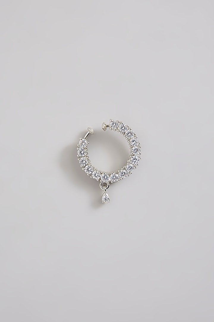 Silver Finish Zircon Nose Ring by Moh-Maya by Disha Khatri at Pernia's Pop Up Shop