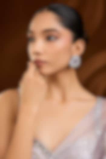 White Finish Purple Stone Stud Earrings by Moh-Maya by Disha Khatri at Pernia's Pop Up Shop