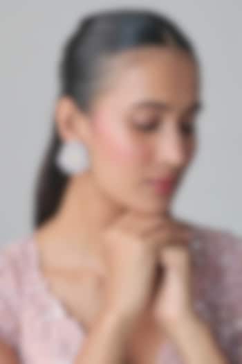 White Gold Finish Zircon Stud Earrings by Moh-Maya by Disha Khatri at Pernia's Pop Up Shop