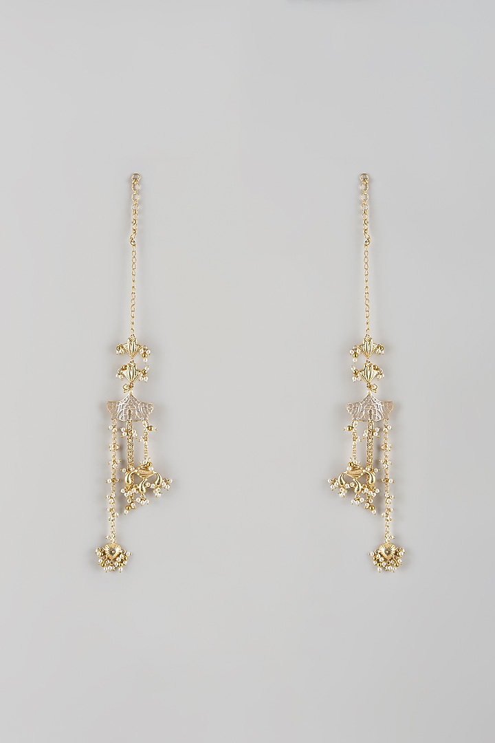 Gold Finish Kundan Polki Dangler Earrings by Moh-Maya by Disha Khatri at Pernia's Pop Up Shop