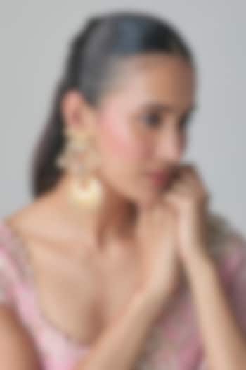 Gold Finish Kundan Polki & Sapphire Stone Dangler Earrings by Moh-Maya by Disha Khatri at Pernia's Pop Up Shop