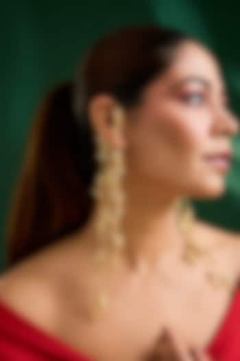 Gold Finish Dangler Earrings by Moh-Maya by Disha Khatri at Pernia's Pop Up Shop