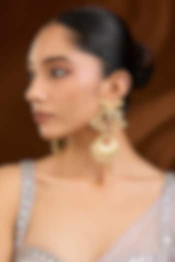 Gold Finish Dangler Earrings by Moh-Maya by Disha Khatri at Pernia's Pop Up Shop