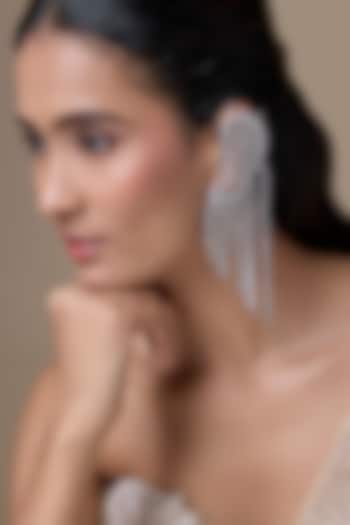 Silver Finish Zircon Dangler Earrings by Moh-Maya by Disha Khatri at Pernia's Pop Up Shop