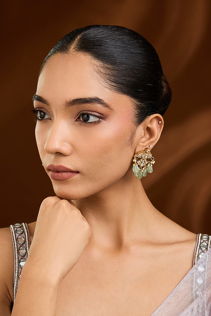 Gold Finish Dangler Earrings by Moh-Maya by Disha Khatri at Pernia's Pop Up Shop