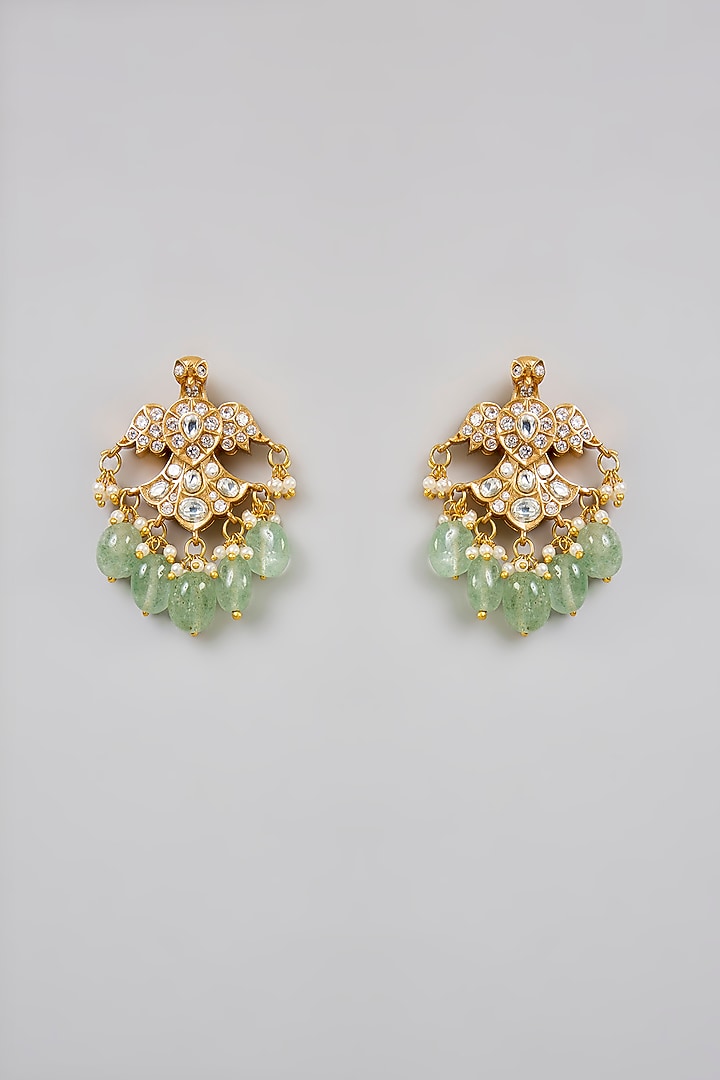 Gold Finish Dangler Earrings by Moh-Maya by Disha Khatri at Pernia's Pop Up Shop