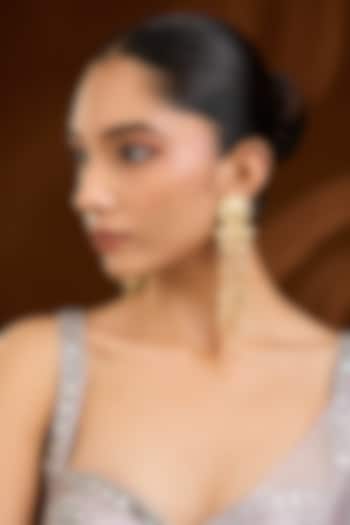 Gold Finish Dangler Earrings by Moh-Maya by Disha Khatri at Pernia's Pop Up Shop