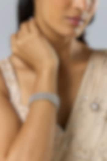 Silver Finish Zircon & Orange Stone Bracelet by Moh-Maya by Disha Khatri at Pernia's Pop Up Shop