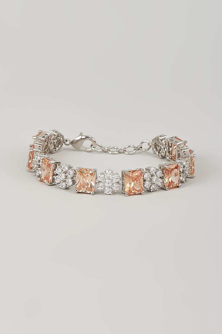 Silver Finish Citrine Zircon Bracelet by Moh-Maya by Disha Khatri at Pernia's Pop Up Shop