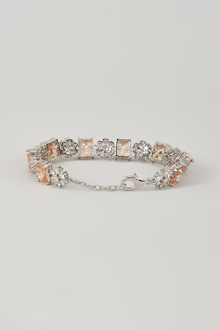 Silver Finish Citrine Zircon Bracelet by Moh-Maya by Disha Khatri at Pernia's Pop Up Shop