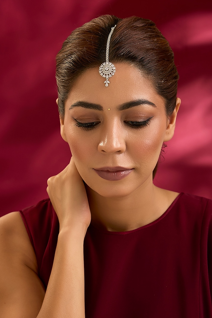 Silver Finish Kundan Polki Maangtikka by Moh-Maya by Disha Khatri at Pernia's Pop Up Shop