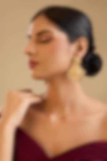 Gold Finish Kundan Polki Dangler Earrings by Moh-Maya by Disha Khatri at Pernia's Pop Up Shop