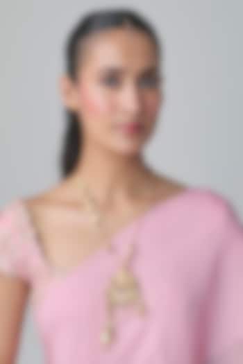 Gold Finish Kundan Polki Long Necklace by Moh-Maya by Disha Khatri at Pernia's Pop Up Shop