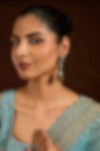 Gold Finish Kundan Polki & Zircon Dangler Earrings by Moh-Maya by Disha Khatri at Pernia's Pop Up Shop