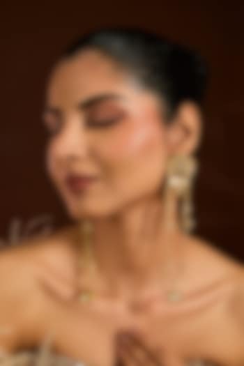 Gold Finish Pearl Beaded Dangler Earrings by Moh-Maya by Disha Khatri at Pernia's Pop Up Shop