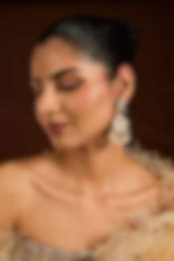 Gold Finish Mother Of Pearl & Pearl Beaded Dangler Earrings by Moh-Maya by Disha Khatri at Pernia's Pop Up Shop