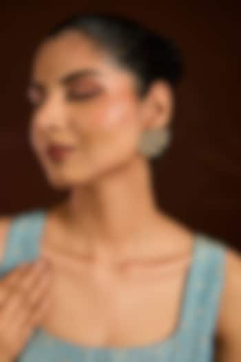 Gold Finish Kundan Polki & Pearl Stud Earrings by Moh-Maya by Disha Khatri at Pernia's Pop Up Shop