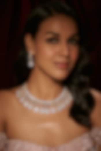 Gold Finish Zircon Choker Necklace Set by Moh-Maya by Disha Khatri at Pernia's Pop Up Shop