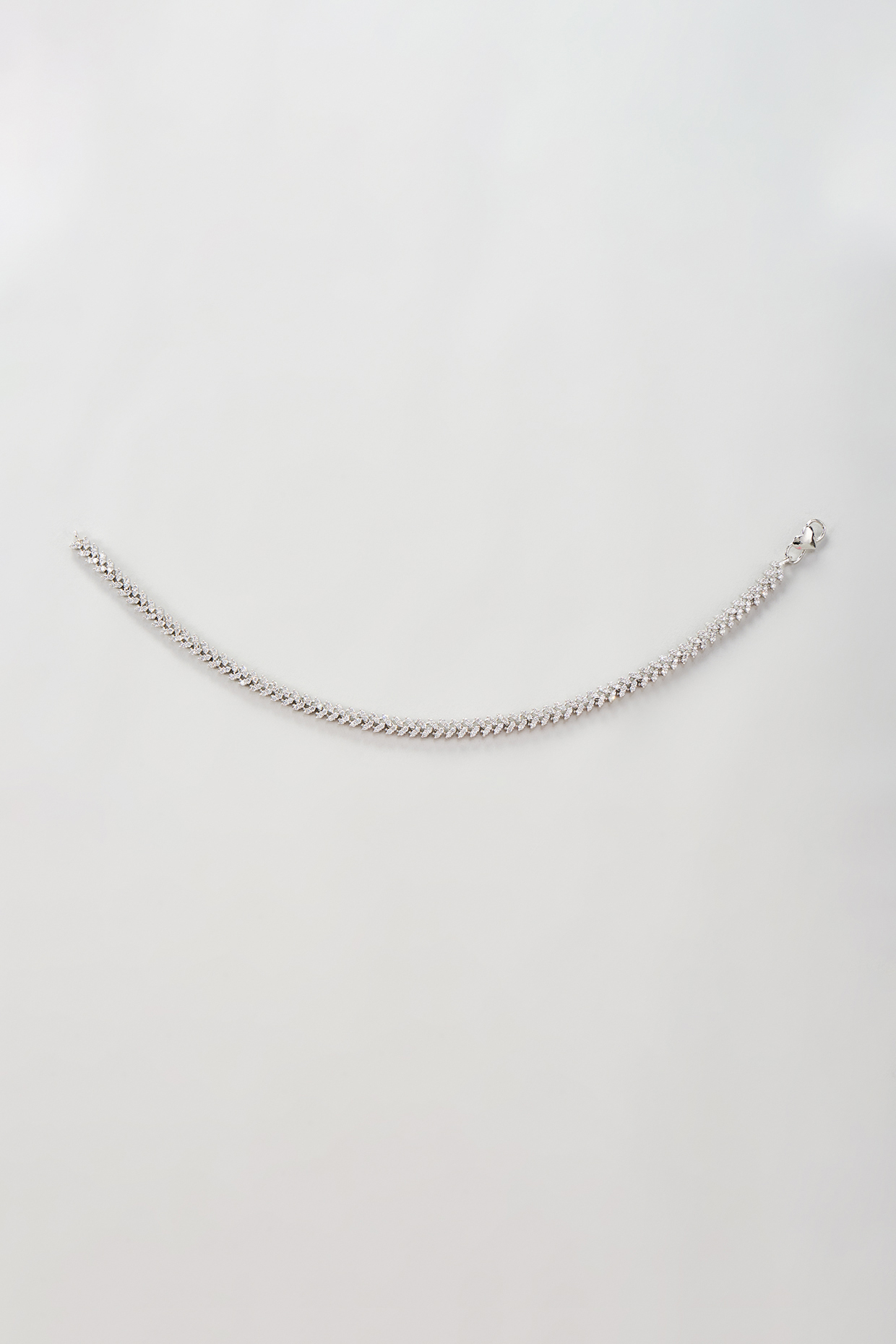 Silver Finish Zircon Anklets (Set Of 2) by Moh-Maya by Disha Khatri at Pernia's Pop Up Shop