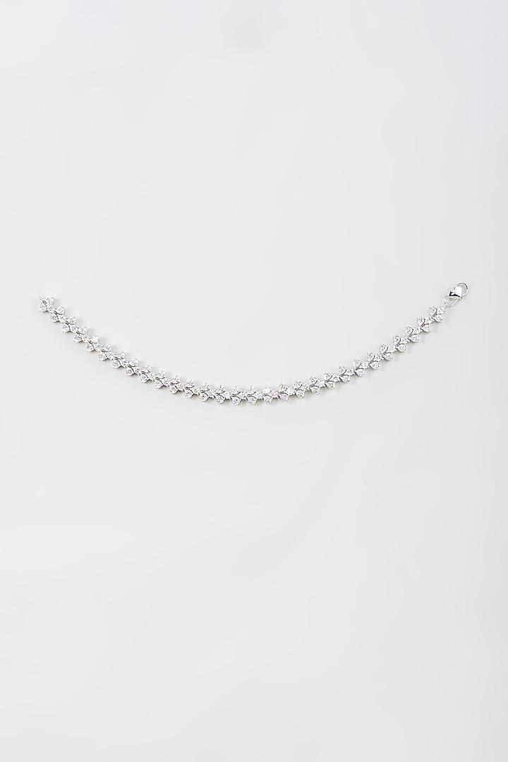 Silver Finish Zircon Anklets (Set Of 2) by Moh-Maya by Disha Khatri at Pernia's Pop Up Shop
