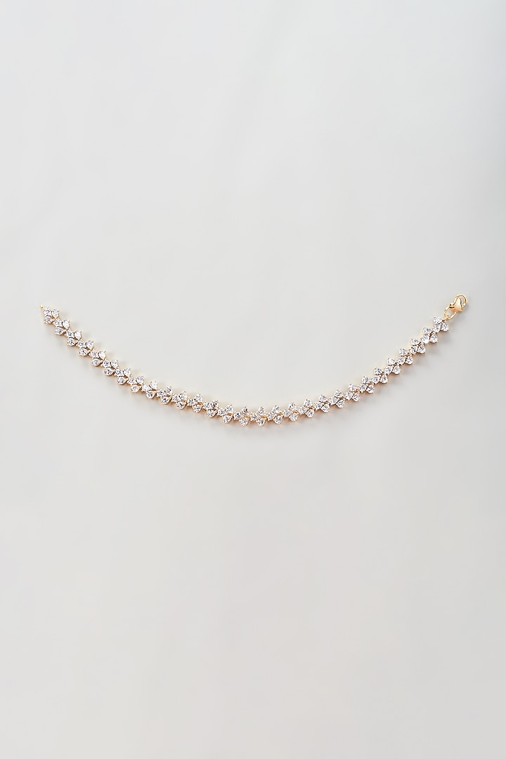 Gold Finish Zircon Anklets (Set Of 2) by Moh-Maya by Disha Khatri at Pernia's Pop Up Shop