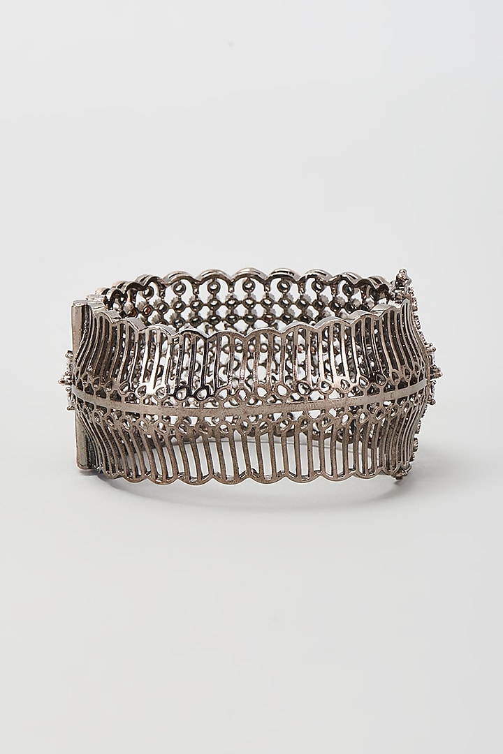 Two Tone Finish White Zircon Bracelet by Moh-Maya by Disha Khatri at Pernia's Pop Up Shop