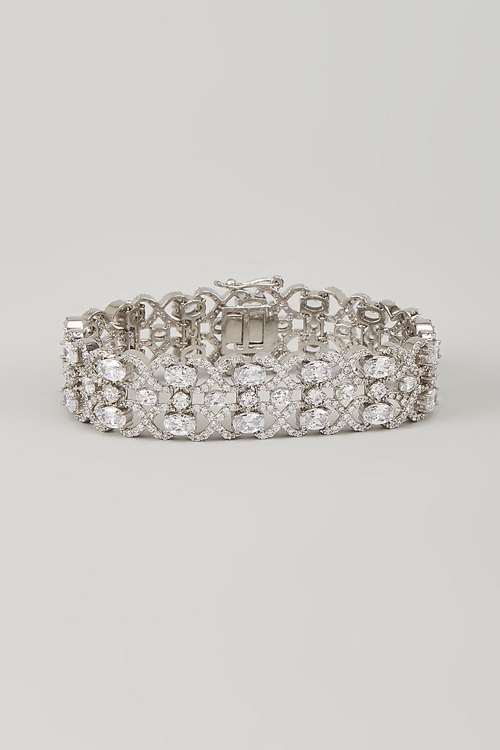 Silver Finish Zircon Bracelet by Moh-Maya by Disha Khatri at Pernia's Pop Up Shop
