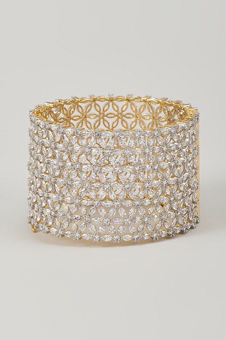 Gold Finish Zircon Bracelet by Moh-Maya by Disha Khatri at Pernia's Pop Up Shop