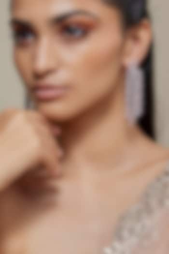 Silver Finish Zircon Dangler Earrings by Moh-Maya by Disha Khatri at Pernia's Pop Up Shop