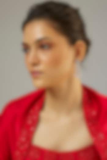 Silver Finish Zircon Dangler Earrings by Moh-Maya by Disha Khatri at Pernia's Pop Up Shop