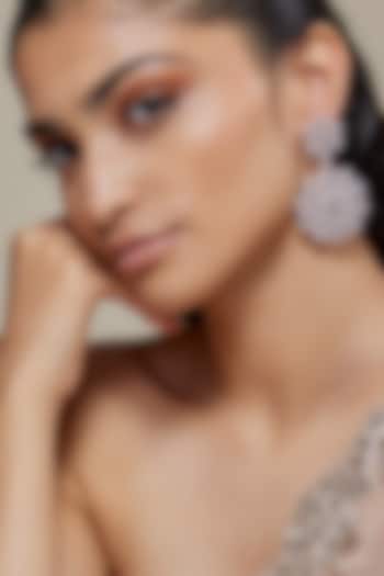 Silver Finish Zircon Dangler Earrings by Moh-Maya by Disha Khatri at Pernia's Pop Up Shop