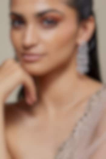 Silver Finish Blue Topaz Stone & Zircon Dangler Earrings by Moh-Maya by Disha Khatri at Pernia's Pop Up Shop