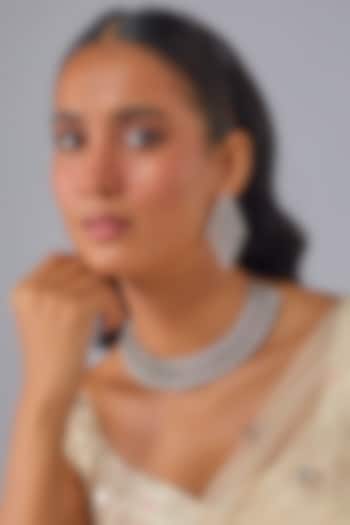 Silver Finish Zircon Necklace Set by Moh-Maya by Disha Khatri at Pernia's Pop Up Shop