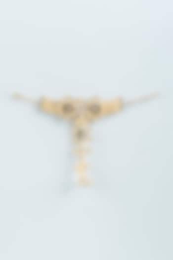 Gold Finish Black Stone Haathphool by Moh-Maya by Disha Khatri at Pernia's Pop Up Shop