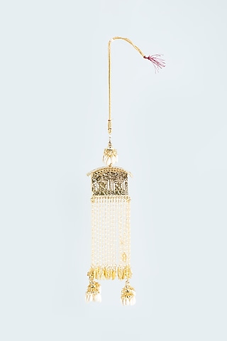 Gold Finish Pearl & Shell Kaleeras by Moh-Maya by Disha Khatri