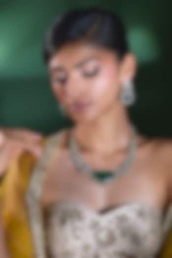 Gold Finish Kundan Polki & Emerald Choker Necklace Set by Moh-Maya by Disha Khatri at Pernia's Pop Up Shop