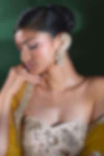 Gold Finish Kundan Polki & Pearl Beaded Ear Cuff Earrings by Moh-Maya by Disha Khatri at Pernia's Pop Up Shop