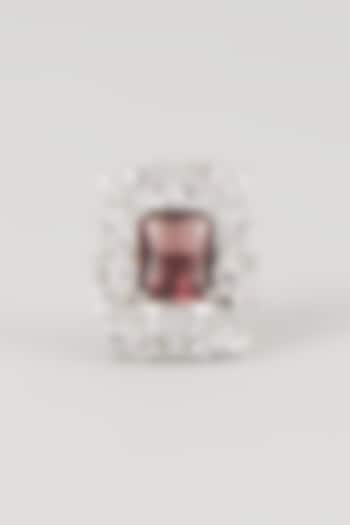 Silver Finish Brown Zircon Ring by Moh-Maya by Disha Khatri at Pernia's Pop Up Shop