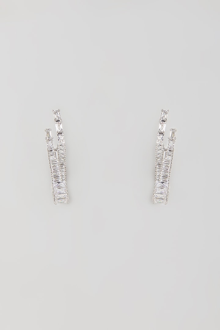 Silver Finish Zircon Dangler Earrings by Moh-Maya by Disha Khatri at Pernia's Pop Up Shop