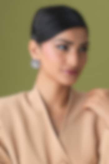 Silver Finish Blue Sapphire & Zircon Stud Earrings by Moh-Maya by Disha Khatri at Pernia's Pop Up Shop